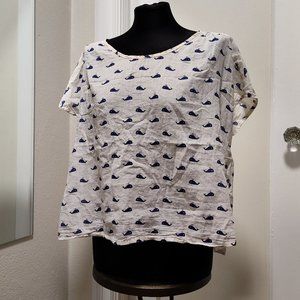 Harajuku blouse with whale pattern